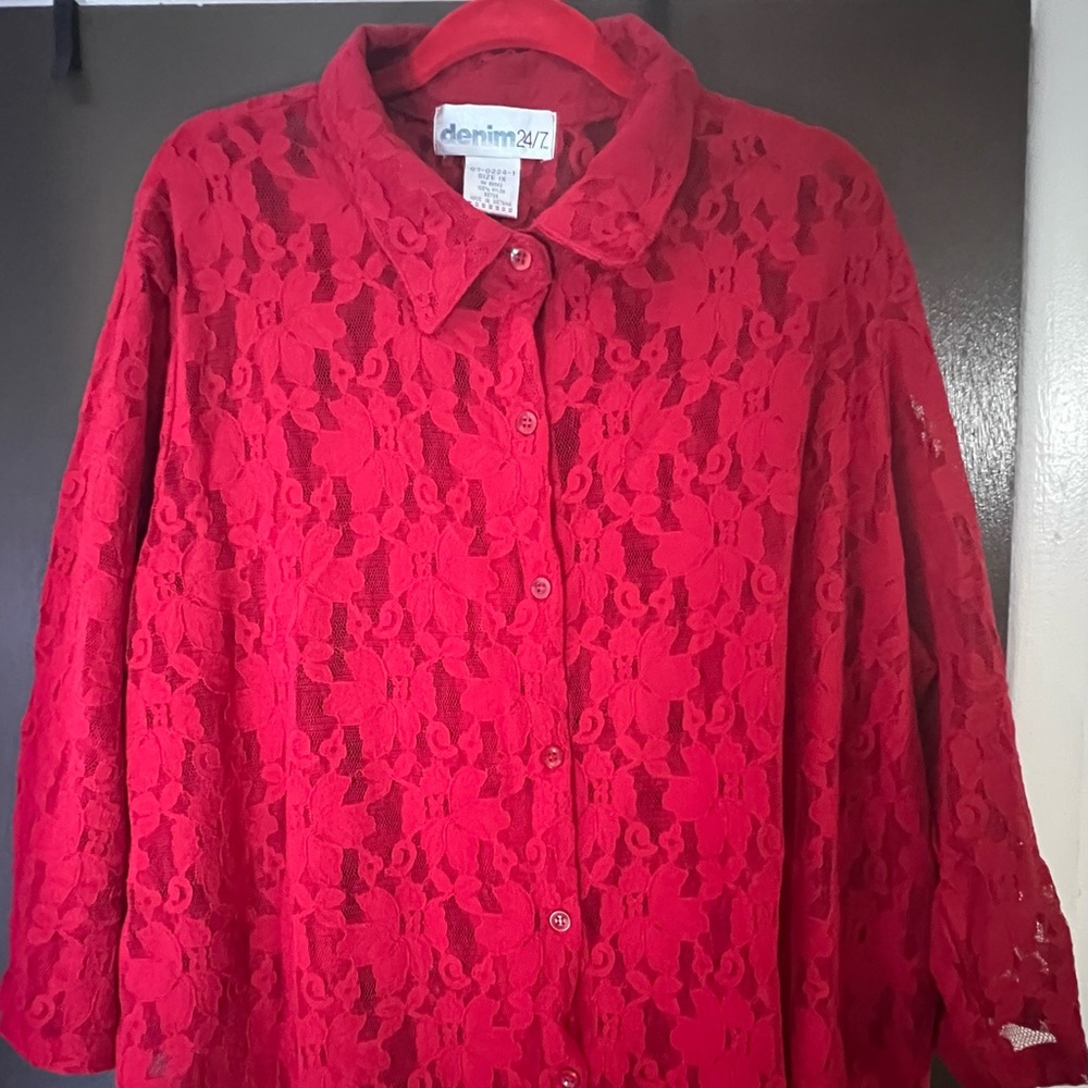 ‘Denim 24/7 ‘ Stretch Lace Tunic (Plus)